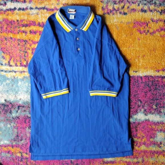 BIKE Vintage Polo Cotton Short Sleeve Mid Button Polo Shirt - Picture 4 of 13